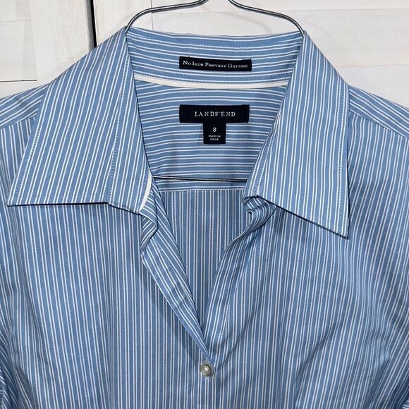 Land's End No Iron Oxford Shirt Size 8 Pin Point NWOT - Picture 8 of 12